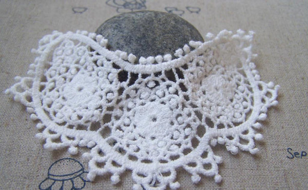 Accessories - 5 Pcs White Filigree Floral Huge Cotton Lace Doily 63x95mm A4851