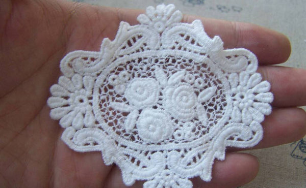 Accessories - 5 Pcs White Filigree Floral Huge Cotton Lace Doily 78x88mm A4843