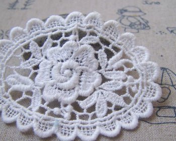 Accessories - 5 Pcs White Filigree Floral Oval Cotton Lace Doily 50x68mm A4839