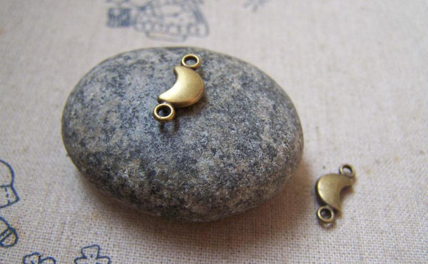 Accessories - 50 Pcs Antique Bronze Crescent Moon Connector Charms 6x15mm A5211