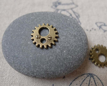 Accessories - 50 Pcs Antique Bronze Mechanical Watch Movement Gear Charm 12mm A7094
