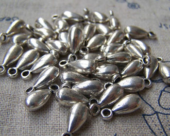 Accessories - 50 Pcs Antique Silve Fat Tear Drop Teardrop Charms 5x9mm A970