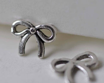 Accessories - 50 Pcs Antique Silver Bow Tie Bowtie Knot Charms 8x10mm A7806