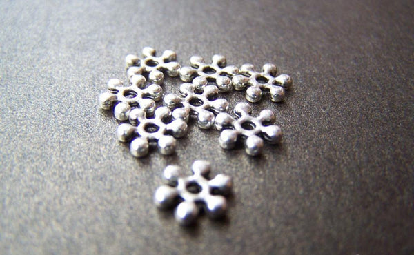 Accessories - 50 Pcs Antique Silver Filigree Snowflake Spacer Beads  7mm A1135