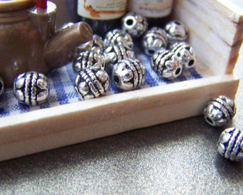 Accessories - 50 Pcs Antique Silver Oval Coiled Flower Spacer Beads   5x6mm  A1114