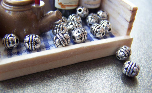 Accessories - 50 Pcs Antique Silver Oval Coiled Flower Spacer Beads   5x6mm  A1114