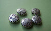 Accessories - 50 Pcs Antique Silver Rondelle Flower Beads 10mm A3720