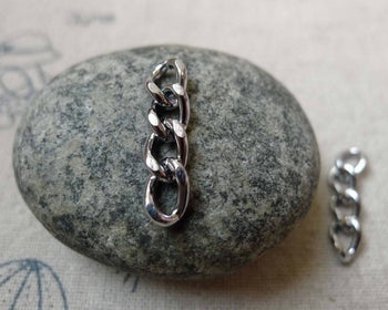 Accessories - 50 Pcs Chrome Color Steel Precut Textured Curb Extension Chain Link  5x7.5mm A6270