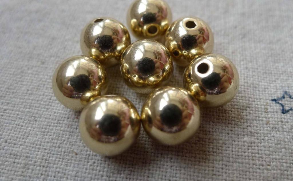 Accessories - 50 Pcs Gold Coated CCB Plastic 3D Ball Beads 8mm  A6686