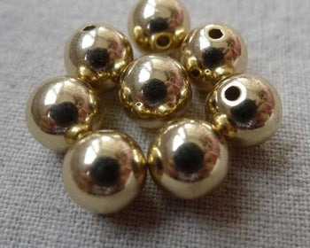 Accessories - 50 Pcs Gold Coated CCB Plastic 3D Ball Beads 8mm  A6686