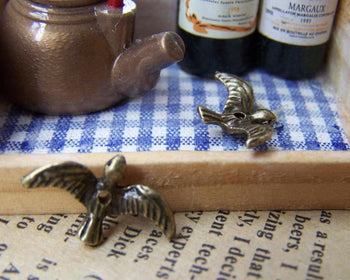 Accessories - 50 Pcs Of Antique Bronze 3D Bird Spacer Beads Charms 10x17mm A268