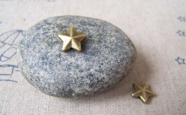 Accessories - 50 Pcs Of Antique Bronze 3D Star Spacer Beads 8mm A4579