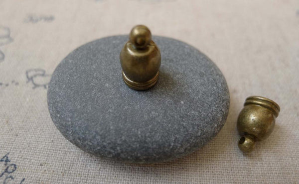 Accessories - 50 Pcs Of Antique Bronze Brass Bead Tassel Caps Cord Ends Charms 8x12mm A7472