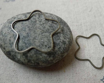 Accessories - 50 Pcs Of Antique Bronze Brass Plum Flower Rings 25mm A6288