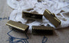 Accessories - 50 Pcs Of Antique Bronze Brass Ribbon Ends Clamps Fasteners Clasps 16mm A2118