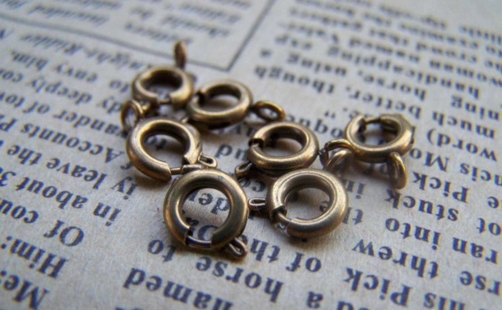 Accessories - 50 Pcs Of Antique Bronze Brass Spring Ring Clasps 6mm A3389