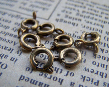 Accessories - 50 Pcs Of Antique Bronze Brass Spring Ring Clasps 6mm A3389