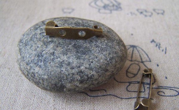 Accessories - 50 Pcs Of Antique Bronze Brooch Back Bar Pins  20mm A4239
