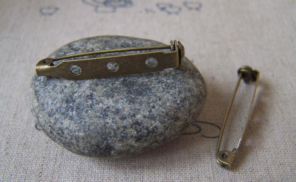 Accessories - 50 Pcs Of Antique Bronze Brooch Back Bar Pins  5x33mm A4240
