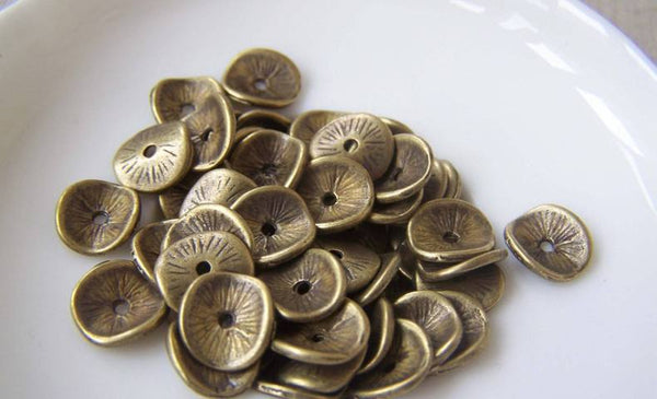 Accessories - 50 Pcs Of Antique Bronze Curved Round Potato Chip Spacer Disc Beads Charms  8x9mm A4593