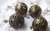 Accessories - 50 Pcs Of Antique Bronze Filigree Ball Spacer Beads Size 14mm A1975