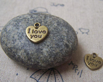 Accessories - 50 Pcs Of Antique Bronze Heart Charms Double Sided 10x11mm A4956