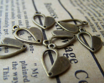 Accessories - 50 Pcs Of Antique Bronze Heart Connector Charms 10mm A2874