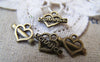 Accessories - 50 Pcs Of Antique Bronze Lovely Heart Charms 8x12mm A2290