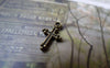 Accessories - 50 Pcs Of Antique Bronze Lovey Cross Charms Double Sided 7x11mm A5482