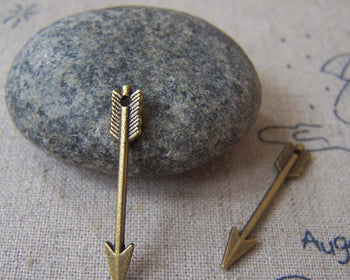 Accessories - 50 Pcs Of Antique Bronze Small Arrow Charms 6x30mm A4329