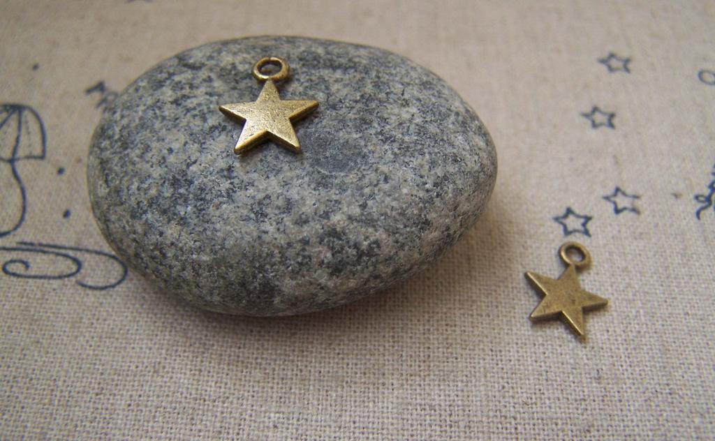 Accessories - 50 Pcs Of Antique Bronze Star Charms 10mm A347