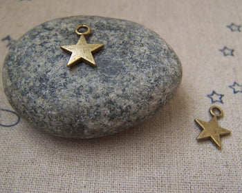 Accessories - 50 Pcs Of Antique Bronze Star Charms 10mm A347