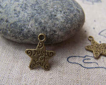 Accessories - 50 Pcs Of Antique Bronze Star Charms Double Sided 11mm A540