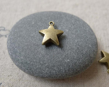 Accessories - 50 Pcs Of Antique Bronze Thick Star Charms 10mm A7132