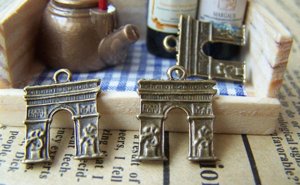 Accessories - 50 Pcs Of Antique Bronze Triumphal Arch Charms 14x18mm A1590