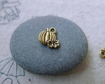 Accessories - 50 Pcs Of Antique Gold Pumpkin Charms 11mm A7596