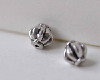 Accessories - 50 Pcs Of Antique Silver 3D Lantern Beads 6mm A1042