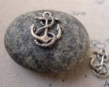 Accessories - 50 Pcs Of Antique Silver Anchor Charms 13x17mm A6295