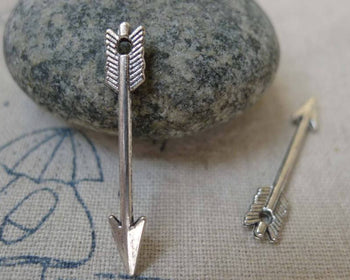 Accessories - 50 Pcs Of Antique Silver Arrow Charms 6x30mm A5940