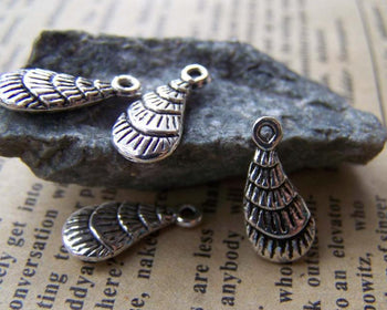 Accessories - 50 Pcs Of Antique Silver Feather Wing Charms 7x15mm A1188