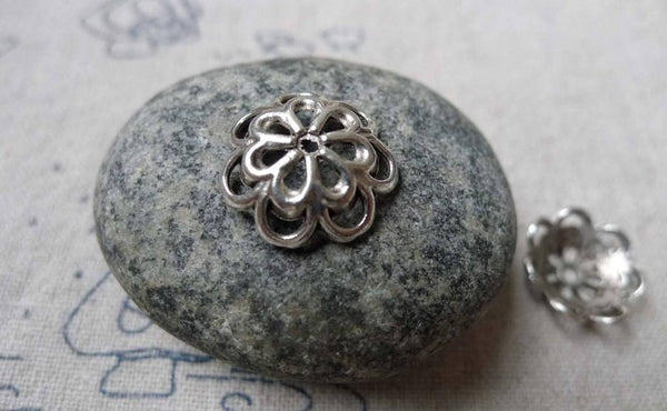 Accessories - 50 Pcs Of Antique Silver Filigree Flower Spacer Bead Caps 15mm A5964