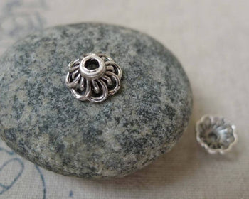 Accessories - 50 Pcs Of Antique Silver Filigree Flower Spacer Bead Caps 9mm A5947