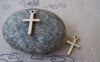 Accessories - 50 Pcs Of Antique Silver Flat Back Cross Charms 9x19mm A902