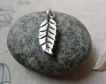 Accessories - 50 Pcs Of Antique Silver Leaf Charms 8x15mm  A6344