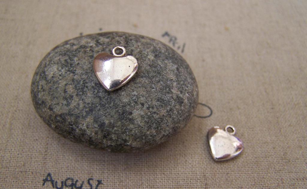 Accessories - 50 Pcs Of Antique Silver Lovely Heart Charms 10x12mm A5167