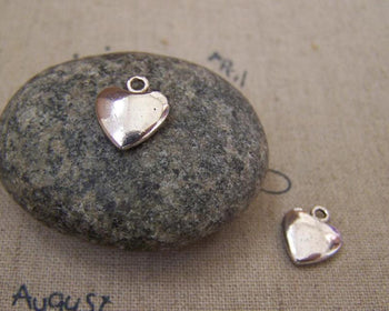 Accessories - 50 Pcs Of Antique Silver Lovely Heart Charms 10x12mm A5167
