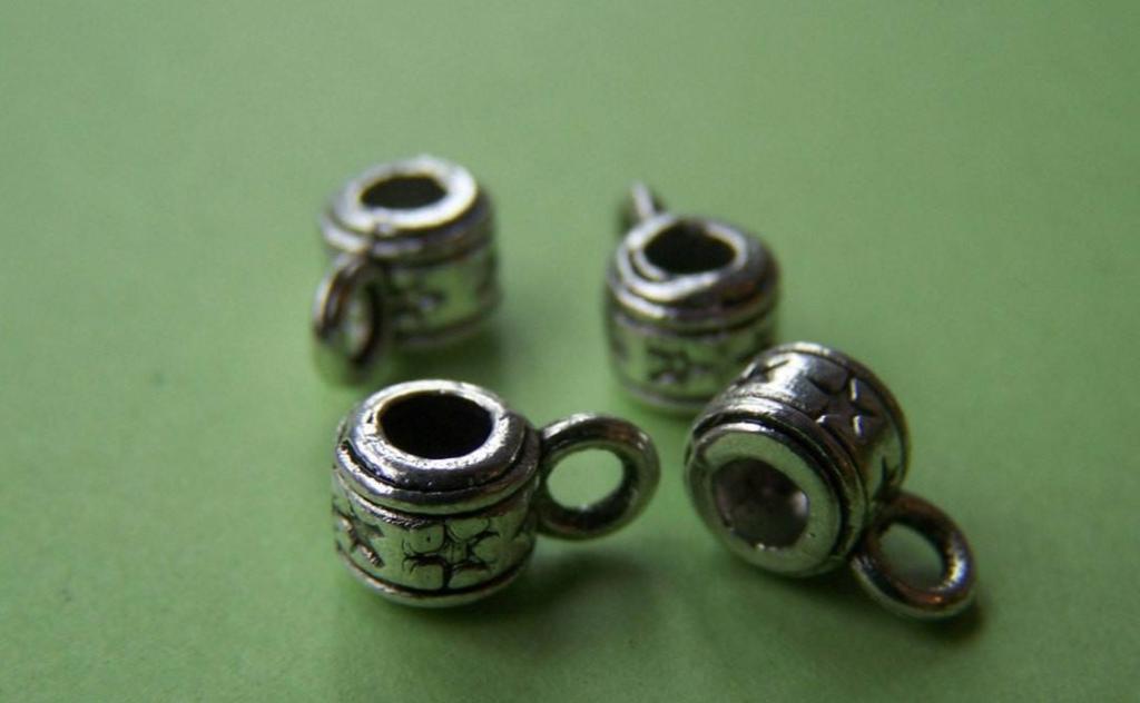 Accessories - 50 Pcs Of Antique Silver Star Necklace Tube Bail Charms 6x9mm A1287