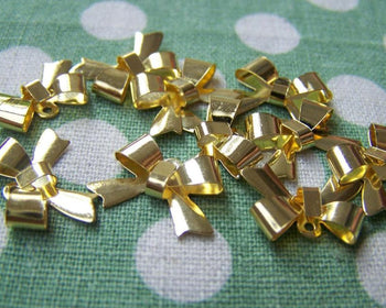 Accessories - 50 Pcs Of Gold Tone Bow Tie Knot Charms 11x15mm A793