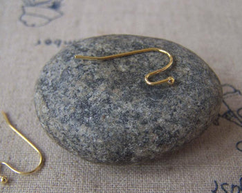 Accessories - 50 Pcs Of Gold Tone Brass Ball End Fish Hook Earwire   10mm A4595