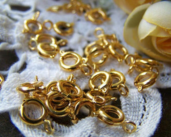 Accessories - 50 Pcs Of Gold Tone Brass Spring Ring Clasps 6mm A3496